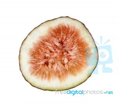 Sliced Fig Isolated On The White Background Stock Photo