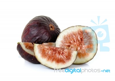 Sliced Of Fig Isolated On The White Background Stock Photo