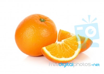 Sliced Of Orange Fruit Isolated On The White Background Stock Photo