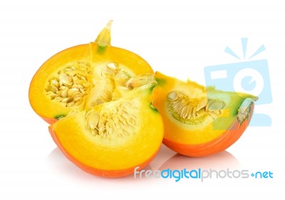 Sliced Pumpkin Isolated On The White Background Stock Photo