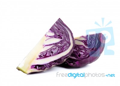 Sliced Red Cabbage Isolated On The White Stock Photo