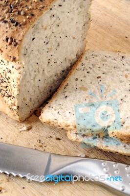 Sliced Seeded Bread Stock Photo