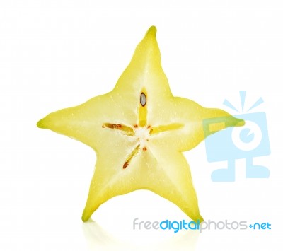 Sliced Star Apple Isolated On The White Background Stock Photo