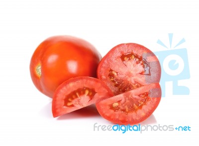 Sliced Tomato Isolated On The White Background Stock Photo