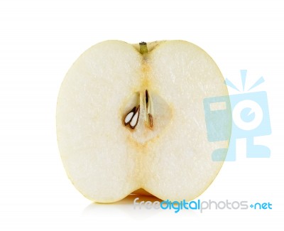Sliced Yellow Pear Isolated On The White Background Stock Photo