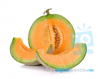 Slices Melon Isolated On The White Background Stock Photo