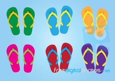 Slippers With Colorful Colors For Holiday, Slippers Stock Image