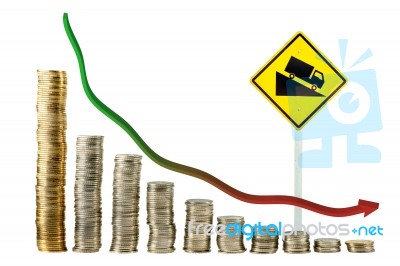 Sloping Graph From Coin Stock Image