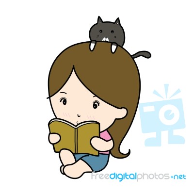 Small Girl Reading Book Cartoon Stock Image - Royalty Free Image ID 100303324 Small Girl Reading Book Cartoon Stock Image - Royalty Free Image ID 100303324