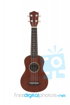 Small Guitar Ukulele On White Background Stock Photo