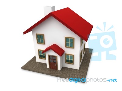Small House With Red Roof Stock Image