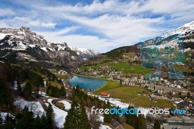 Small Town In Engelberg Stock Photo