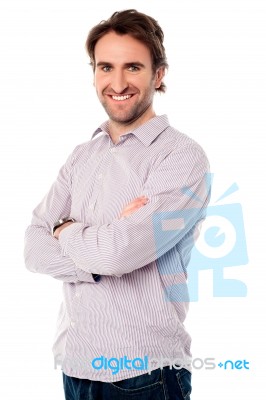 Smart Guy Posing Confidently Stock Photo