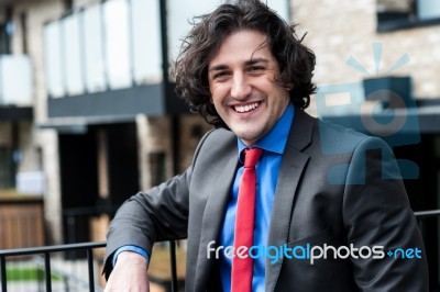 Smart Male Professional Posing Casually, Outdoors Stock Photo