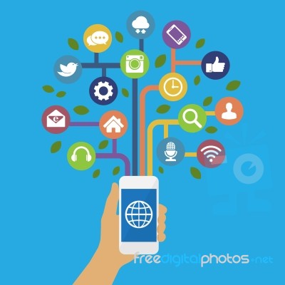 Smart Phone  With Social Media Icons Stock Image