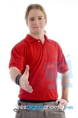 Smart Young Man Offering Handshake Stock Photo