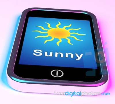 Smartphone Showing Sunny Stock Image
