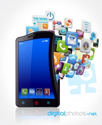 Smartphone With Application Icons Stock Image