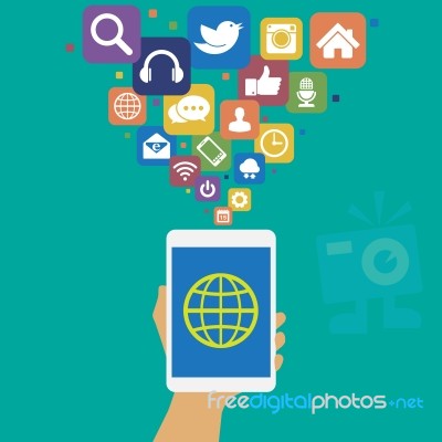 Smartphone With Social Media Icons Stock Image