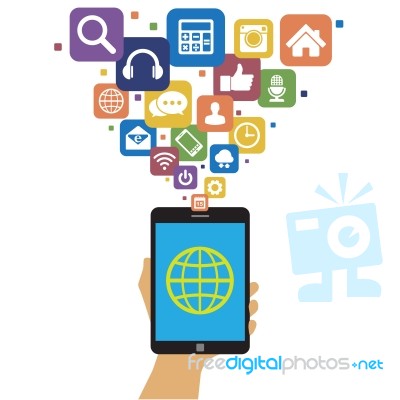 Smartphone With Social Media Icons Stock Image