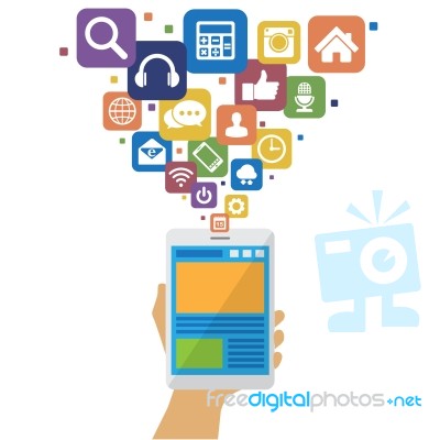 Smartphone With Social Media Icons Stock Image