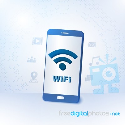 Smartphone With Wireless Zone,  Illustration Stock Image