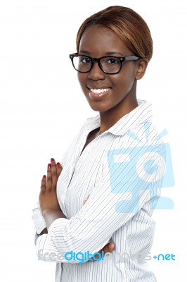 Smiling African Business Lady Stock Photo
