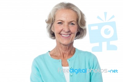 Smiling Aged Lady In Casuals Stock Photo