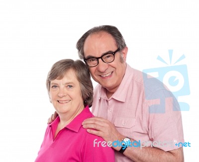 Smiling Aged Loving Couple Stock Photo