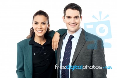 Smiling Business Couple Posing Together Stock Photo