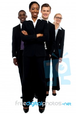 Smiling Business Team Standing Stock Photo