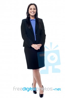 Smiling Business Woman Standing Stock Photo