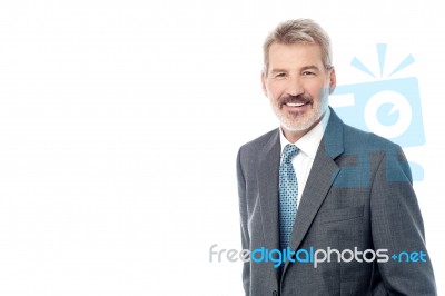 Smiling Businessman Posing To Camera Stock Photo