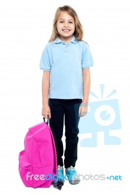 Smiling Child Ready To Attend School Stock Photo