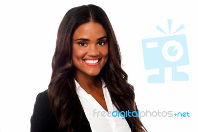 Smiling Confident Female Business Executive Stock Photo