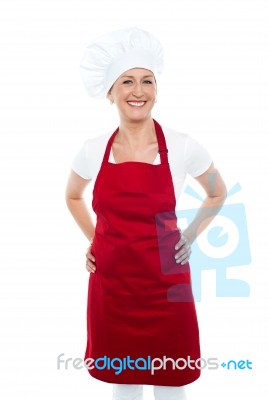 Smiling Female Cook Standing  Stock Photo