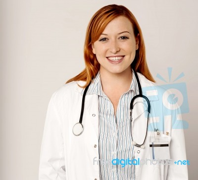 Smiling Friendly Female Doctor Stock Photo