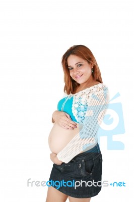 Smiling Happy Young Pregnant Woman Stock Photo