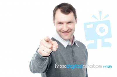 Smiling Man Pointing You Out Stock Photo