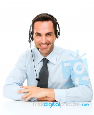 Smiling Man With Headset Stock Photo