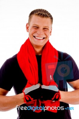 Smiling Man With Towel Stock Photo