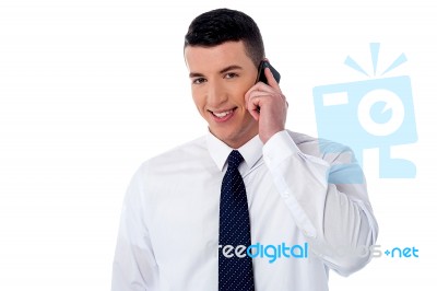 Smiling Manager Communicating With Client Stock Photo