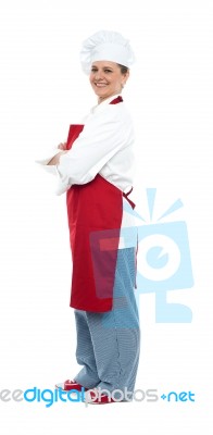 Smiling Middle Aged Female Chef Stock Photo