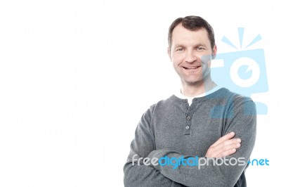 Smiling Middle Aged Man Isolated On White Stock Photo
