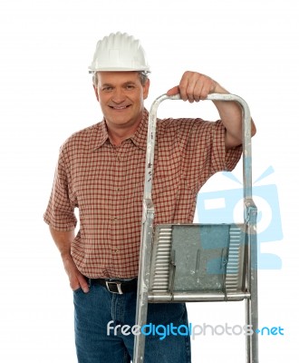 Smiling Senior Engineer Stock Photo