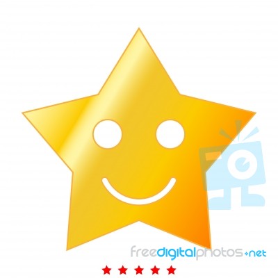 Smiling Star Icon .  Flat Style Stock Image