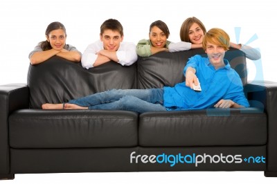 Smiling Teenage Friends Stock Photo