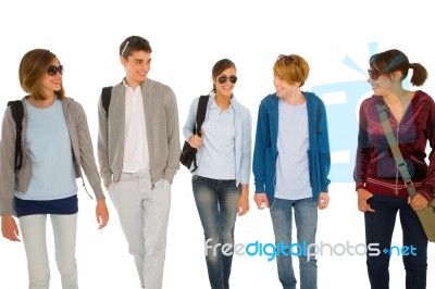 Smiling Teenage Students Stock Photo