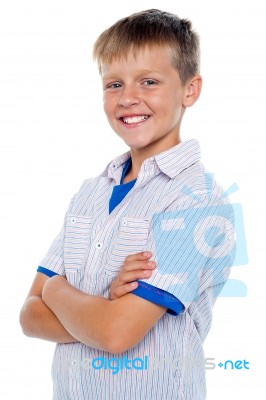 Smiling Young Boy With Crossed Arms Stock Photo Smiling Young Boy With Crossed Arms Stock Photo