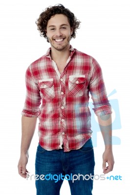 Smiling Young Casual Man Posing Stock Photo